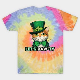 Let's Pawty St Patricks Day Cat T-Shirt